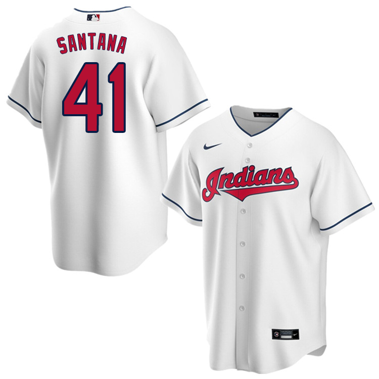 Nike Men #41 Carlos Santana Cleveland Indians Baseball Jerseys Sale-White